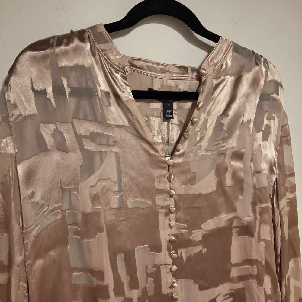 White House Black Market Silk Blend Burnout Blouse Cami Set Small Blush Pink Y2K - Picture 3 of 13